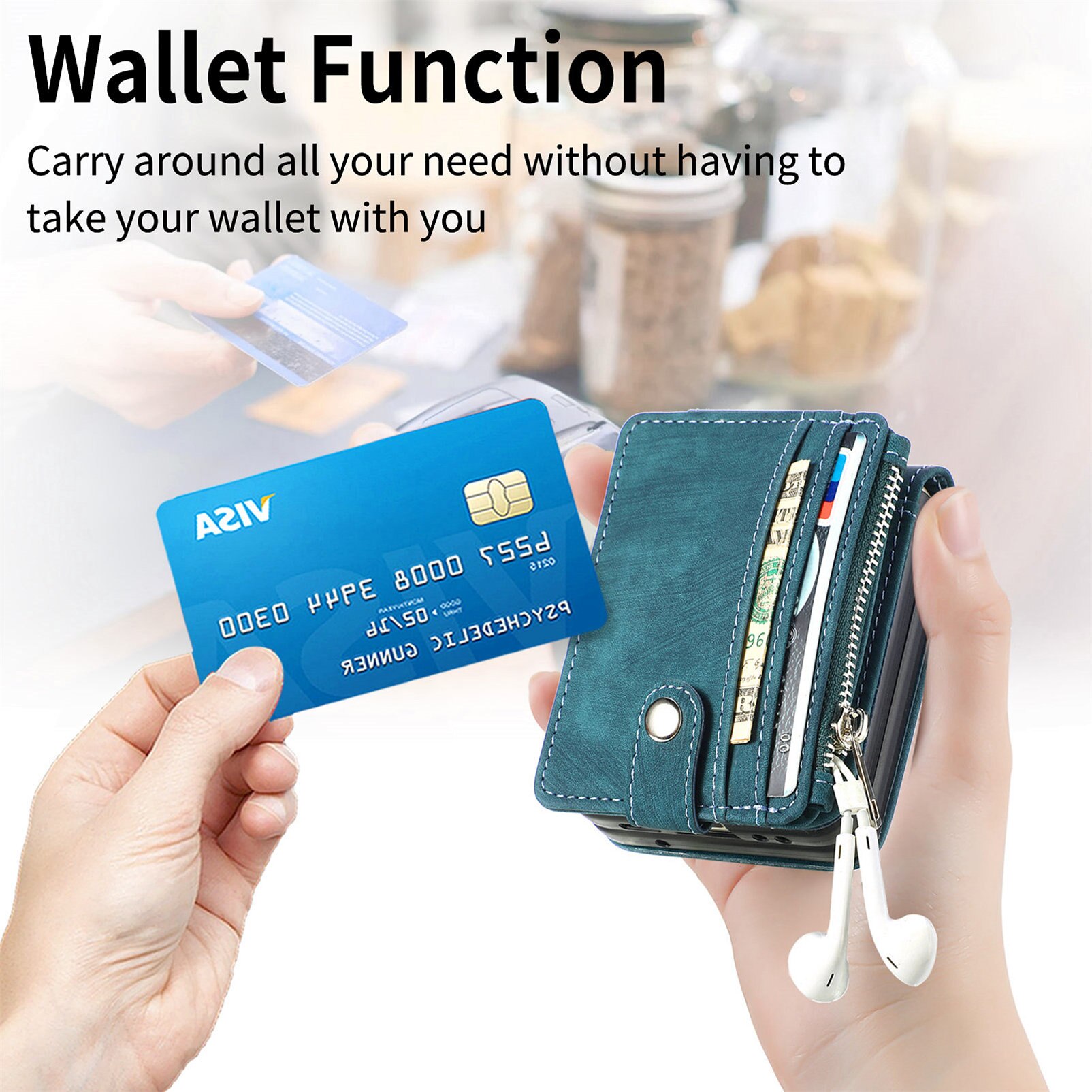 Suojakotelo Zipper Multi-slot Samsung Galaxy Z Flip 7 Vihreä