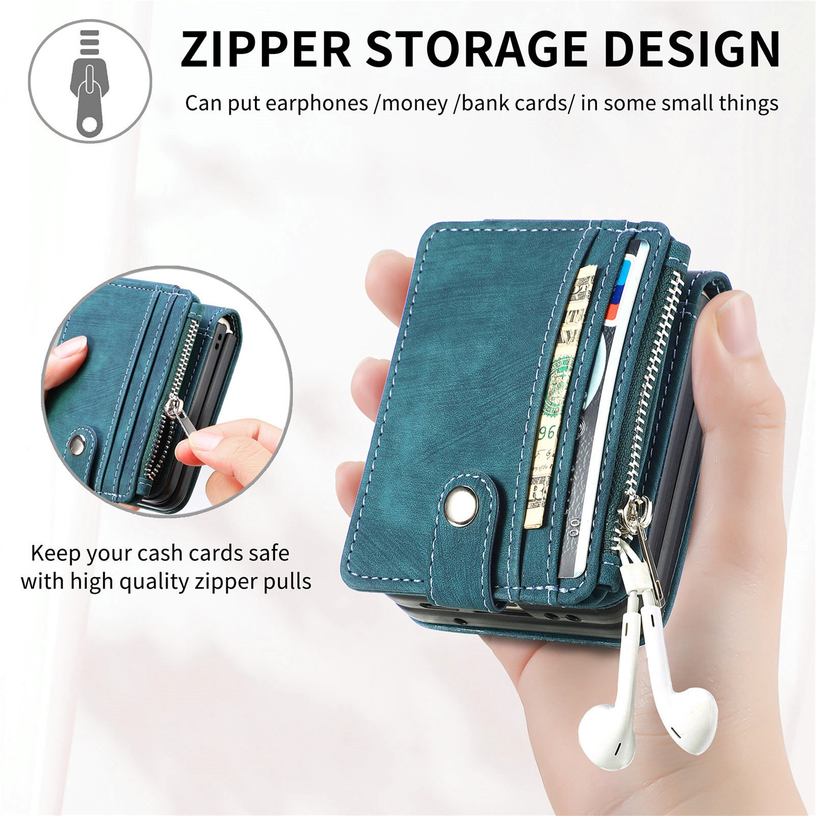 Suojakotelo Zipper Multi-slot Samsung Galaxy Z Flip 7 Vihreä