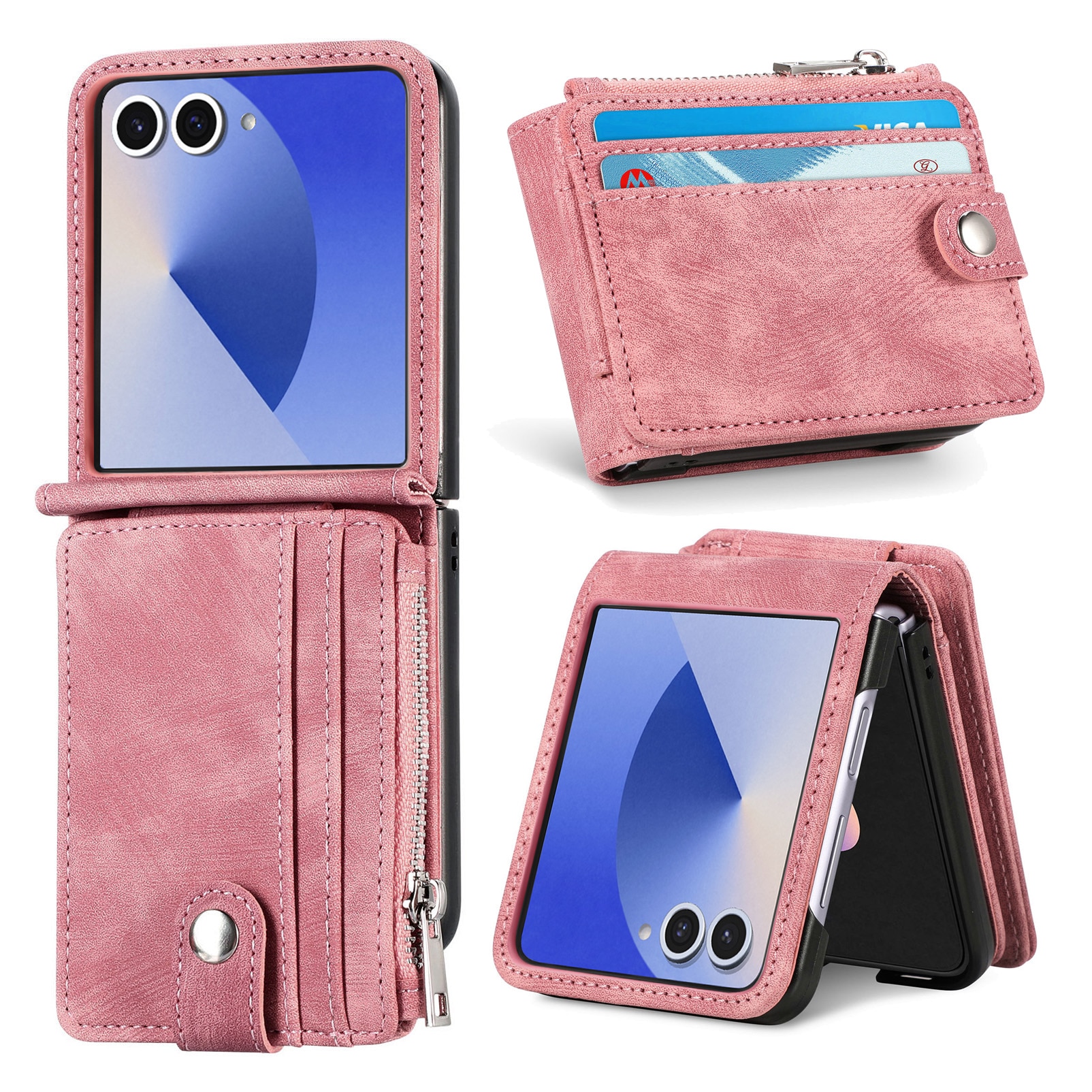 Suojakotelo Zipper Multi-slot Samsung Galaxy Z Flip 7 Vaaleanpunainen
