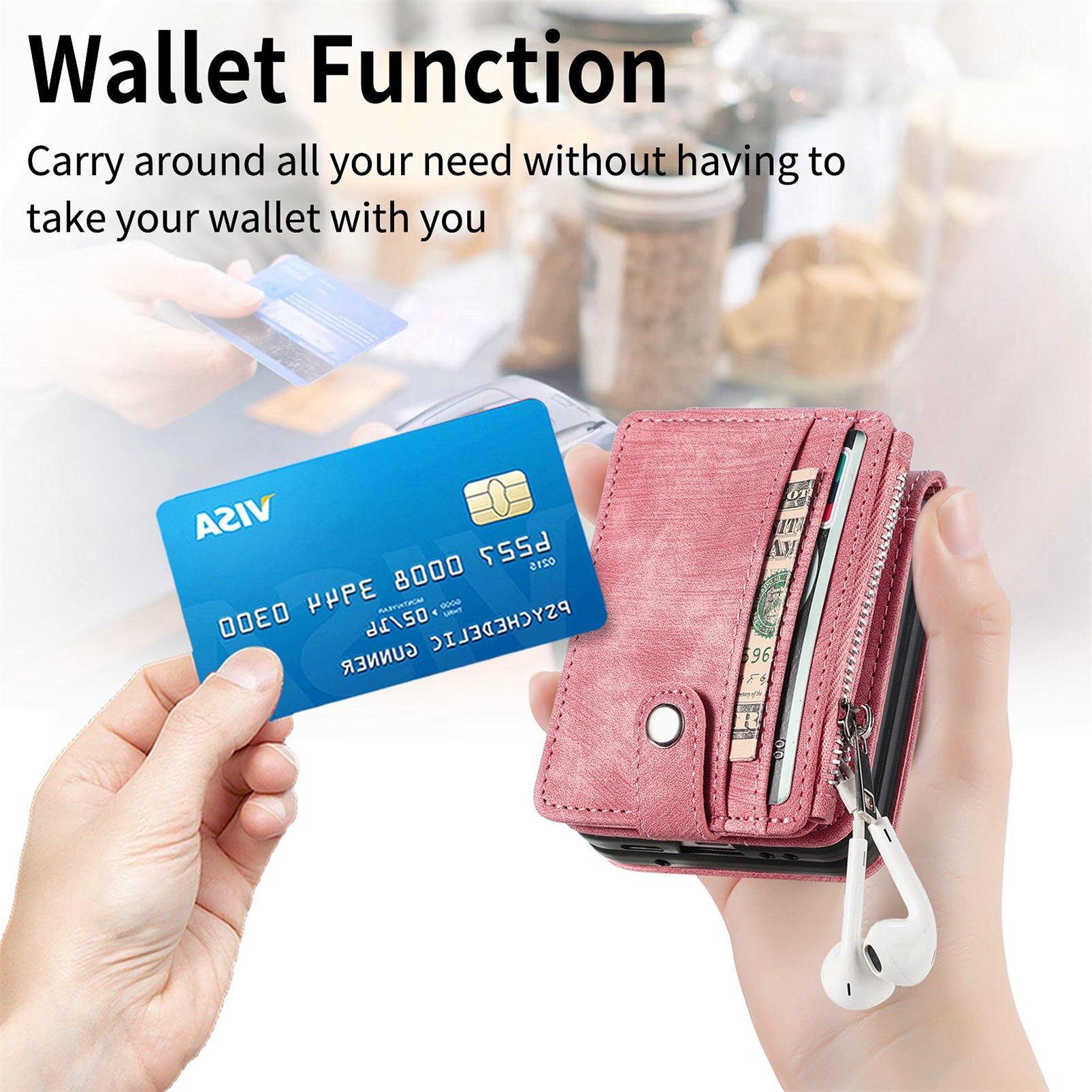 Suojakotelo Zipper Multi-slot Samsung Galaxy Z Flip 7 Vaaleanpunainen