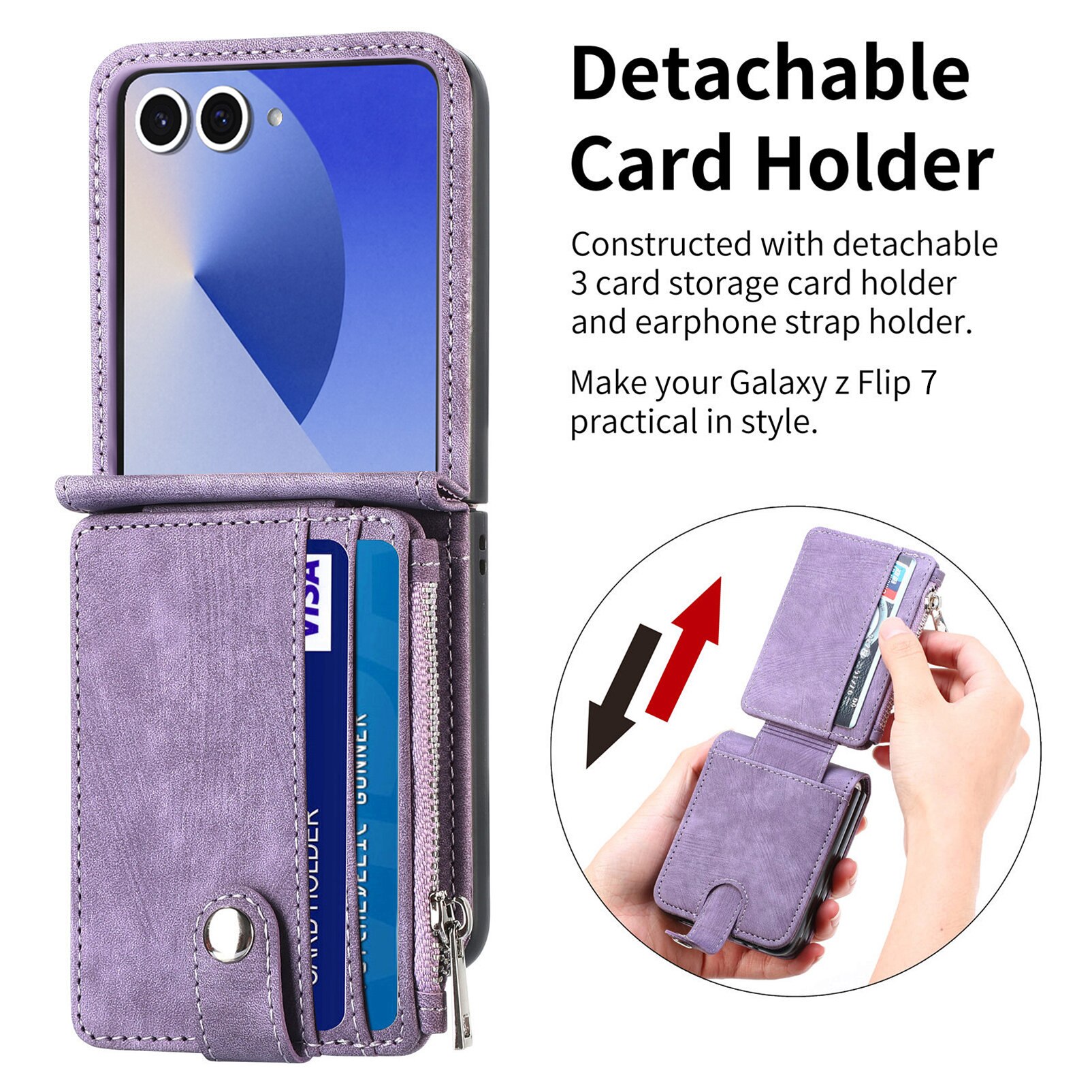 Suojakotelo Zipper Multi-slot Samsung Galaxy Z Flip 7 Liila