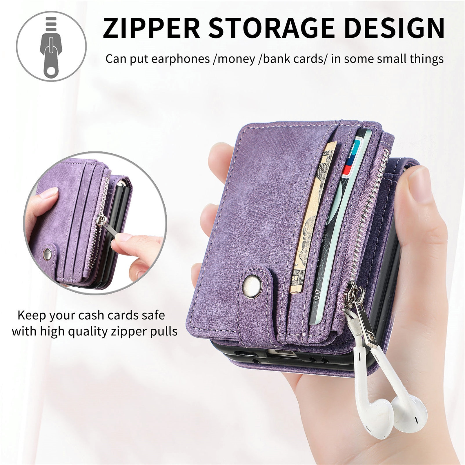 Suojakotelo Zipper Multi-slot Samsung Galaxy Z Flip 7 Liila