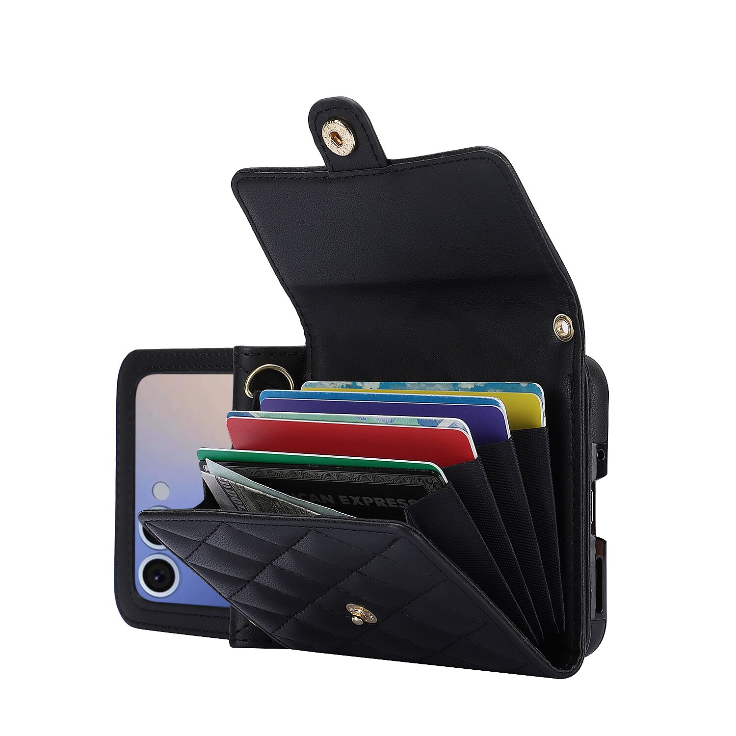 RFID-blocking Lompakkolaukku Samsung Galaxy Z Flip 7 Quilted Musta