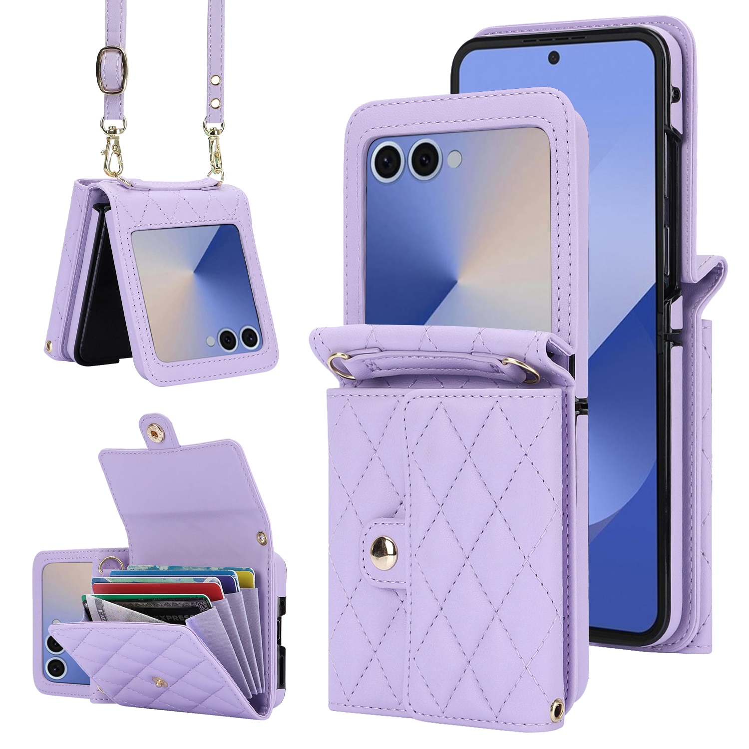 RFID-blocking Lompakkolaukku Samsung Galaxy Z Flip 7 Quilted Liila