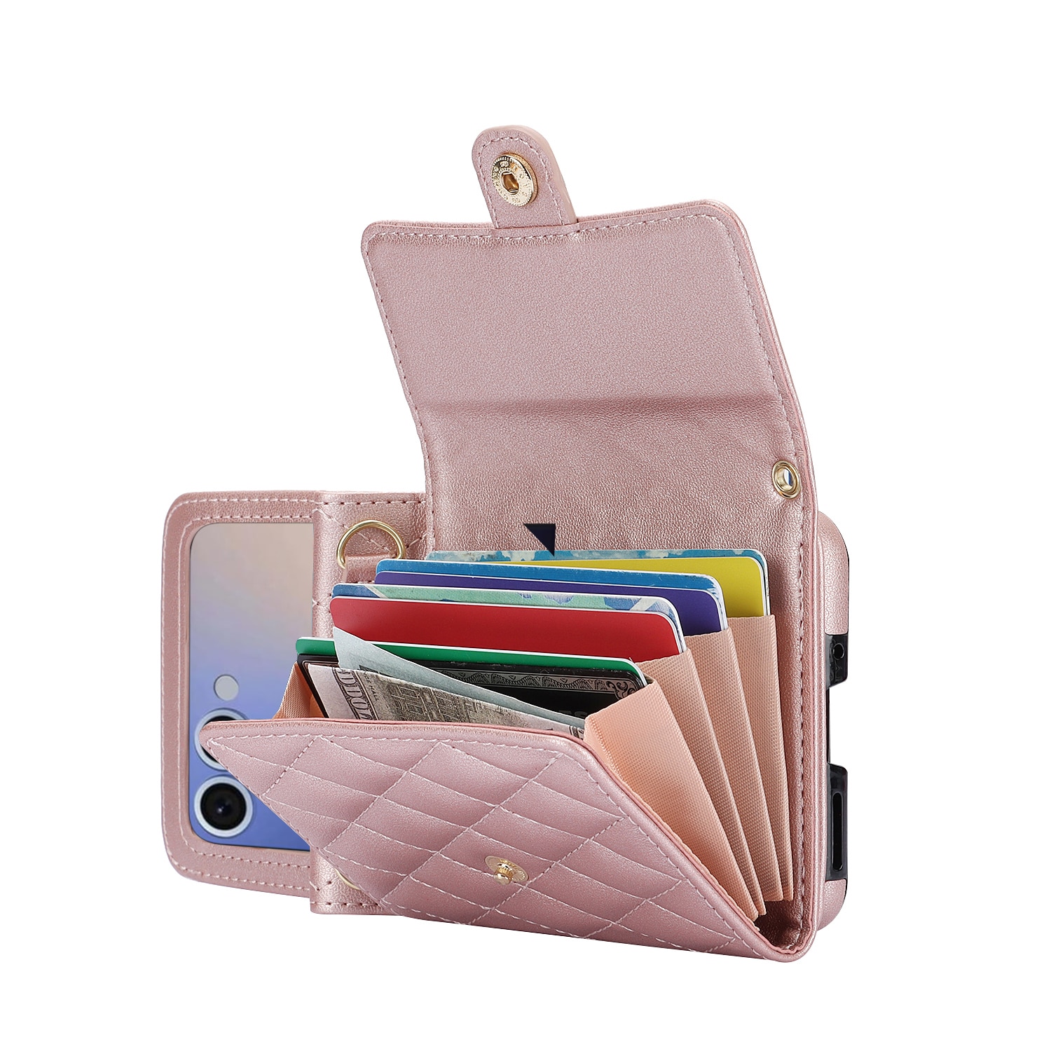 RFID-blocking Lompakkolaukku Samsung Galaxy Z Flip 7 Quilted Ruusukulta