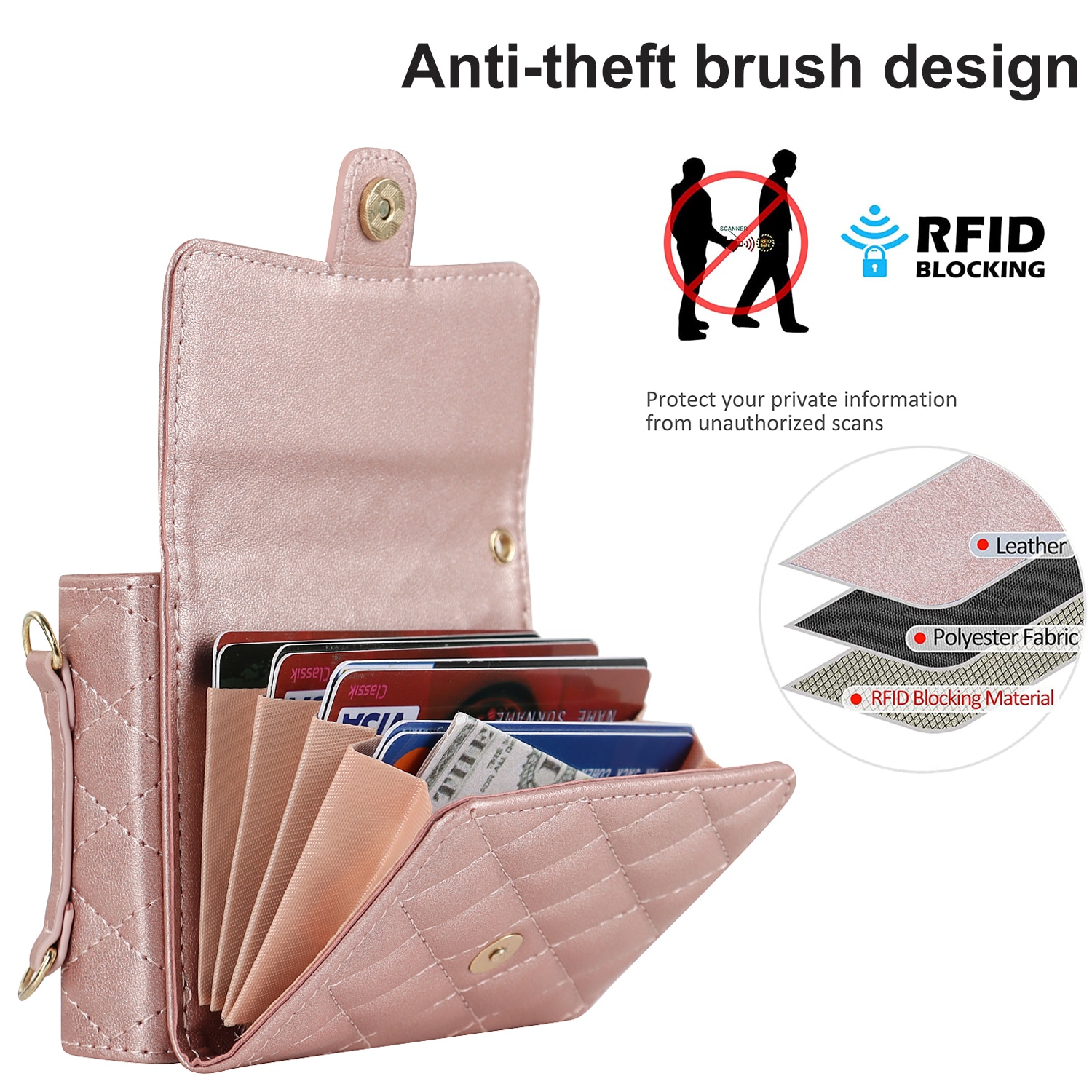 RFID-blocking Lompakkolaukku Samsung Galaxy Z Flip 7 Quilted Ruusukulta