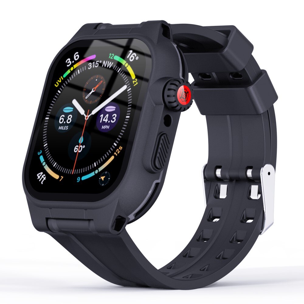 Vesitiivis Kuori + Silikoniranneke Apple Watch 45mm Series 9 musta