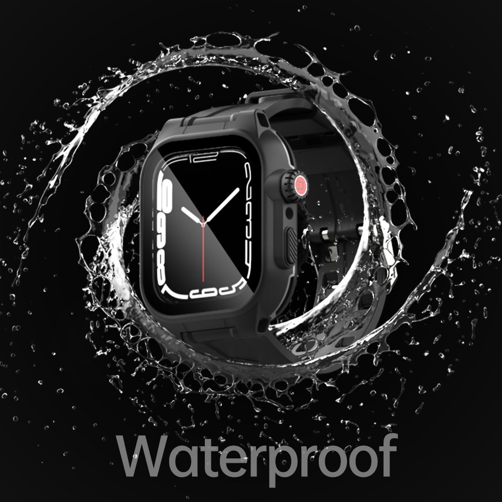 Vesitiivis Kuori + Silikoniranneke Apple Watch 45mm Series 7 musta