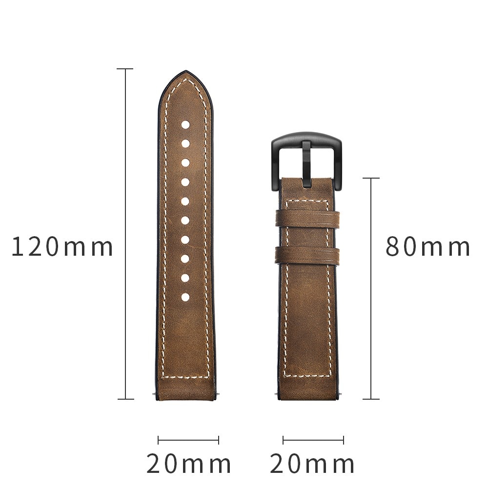 Premium Nahkaranneke Universal 20mm ruskea