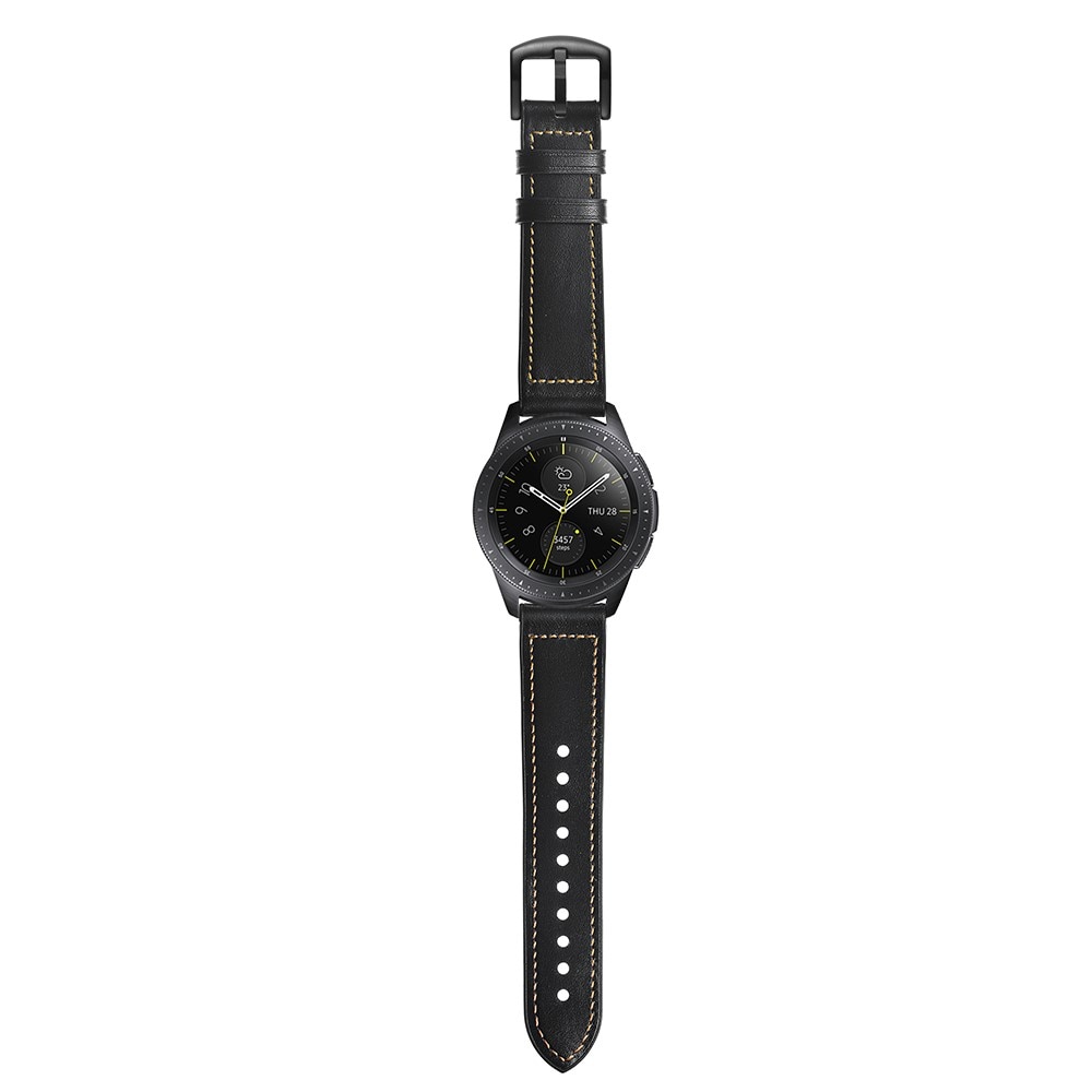 Premium Nahkaranneke Samsung Galaxy Watch 4 Classic 42mm musta