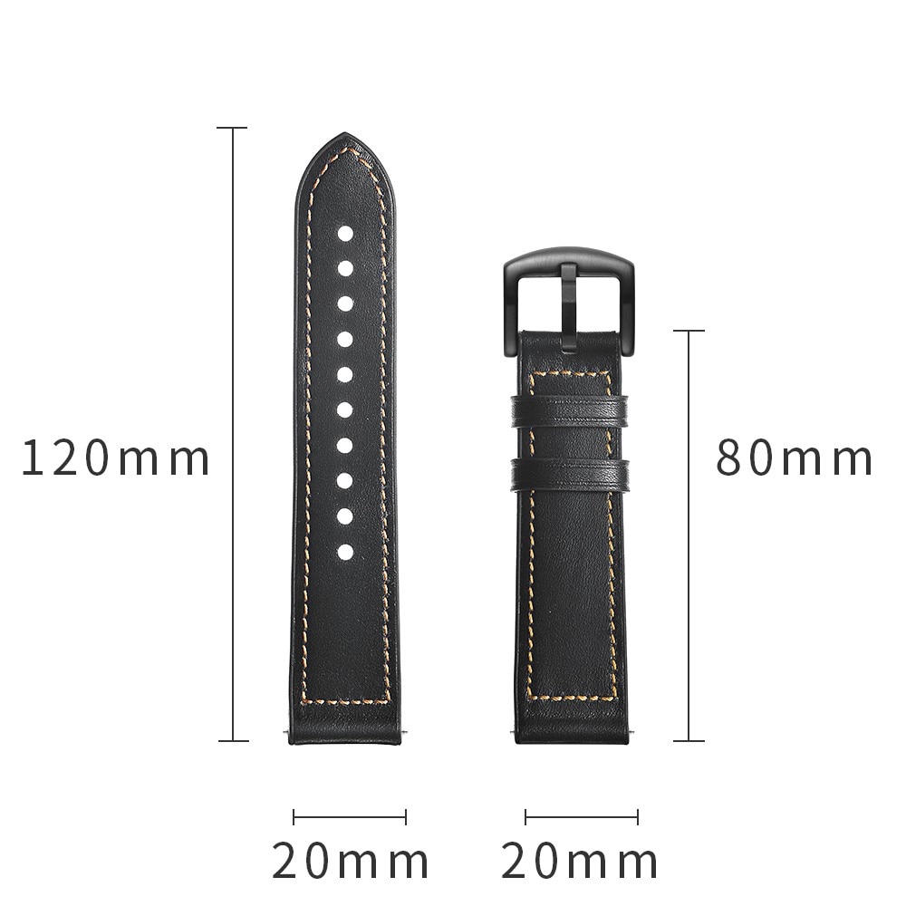 Premium Nahkaranneke Galaxy Watch 4 40/44 mm musta