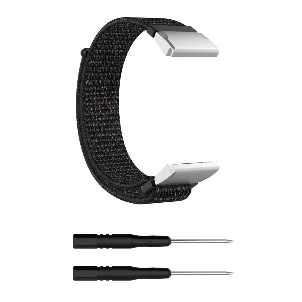 Nailonranneke Garmin Fenix 5/Fenix 6 Pro/Fenix 7/Fenix 6/Fenix 5 Plus Musta