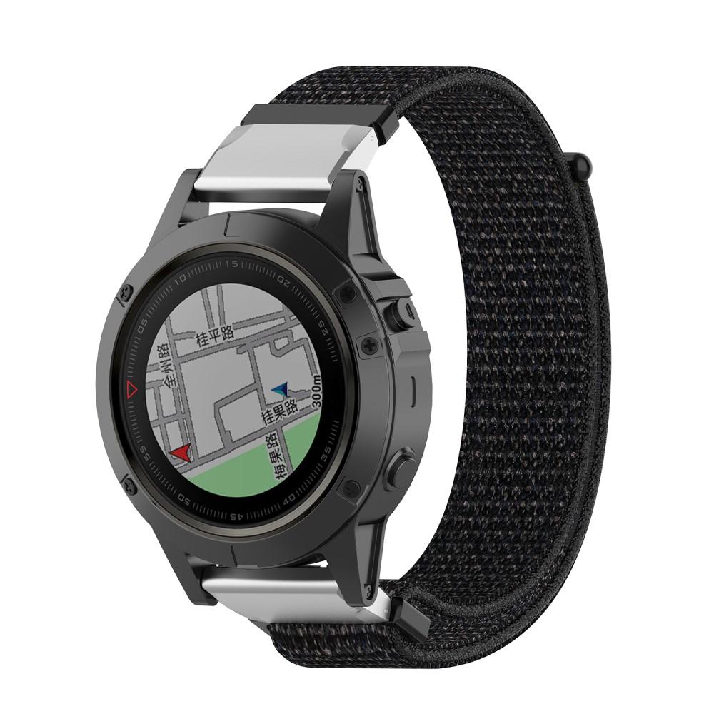 Nailonranneke Garmin Fenix 6X Pro/Fenix 5X Plus/Fenix 7X/Fenix 5X/Fenix 6X Musta