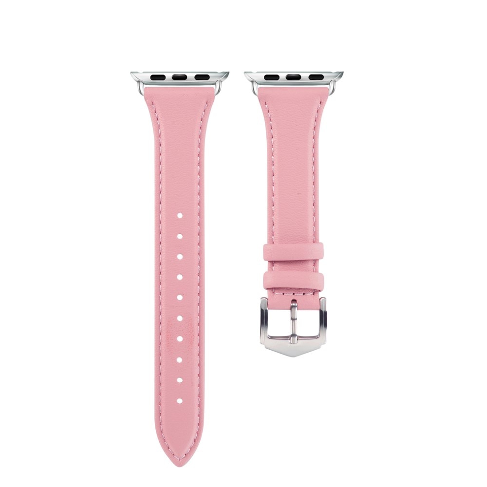 Slim Nahkaranneke Apple Watch 45mm Series 7 vaaleanpunainen