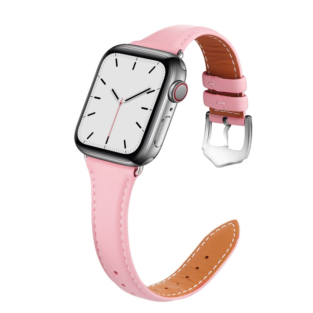 Slim Nahkaranneke Apple Watch 45mm Series 7 vaaleanpunainen