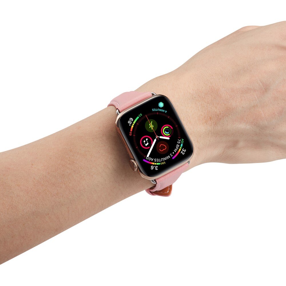 Slim Nahkaranneke Apple Watch 45mm Series 7 vaaleanpunainen