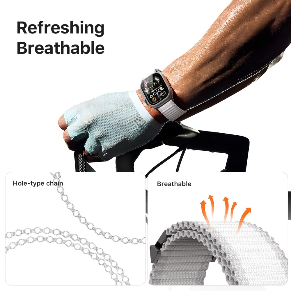 Active Nylon Ranneke Apple Watch Series 10 46mm Valkoinen