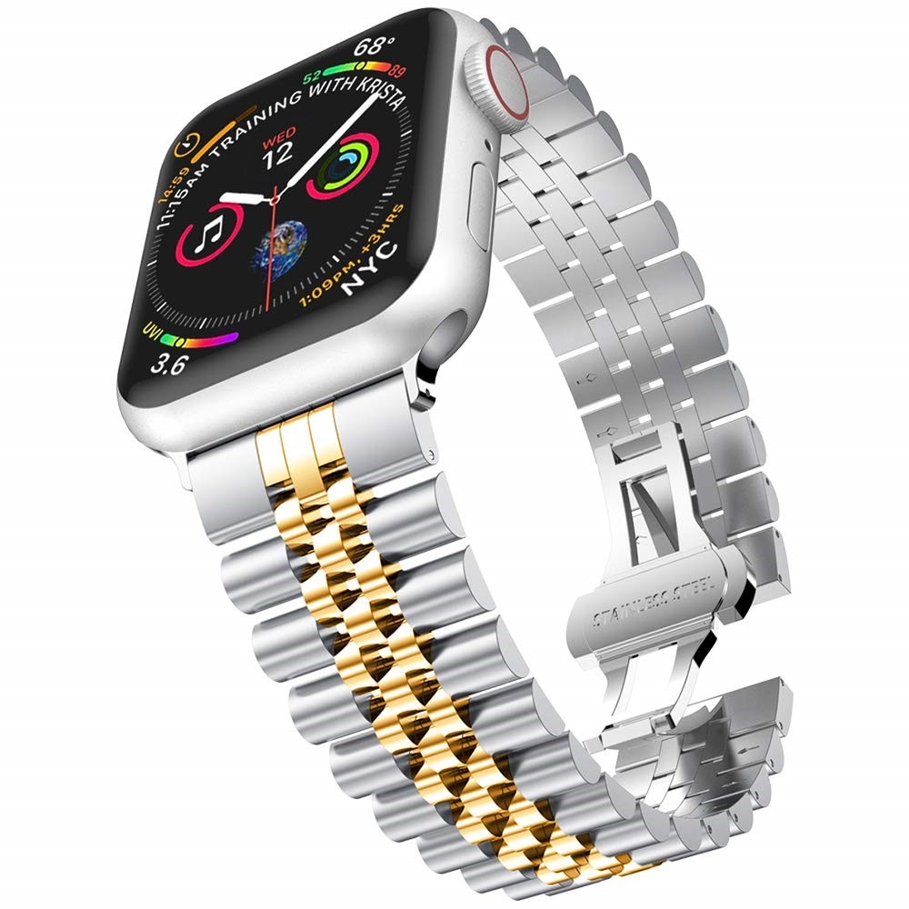Apple Watch 41mm Series 7 Stainless Steel Bracelet hopea/kulta
