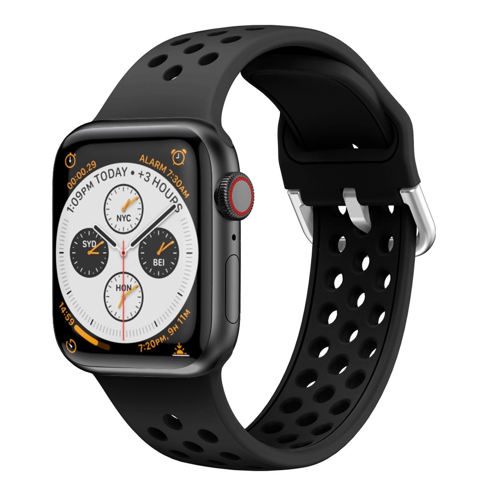 Silikoniranneke Urheilu Apple Watch 42/44/45 mm musta