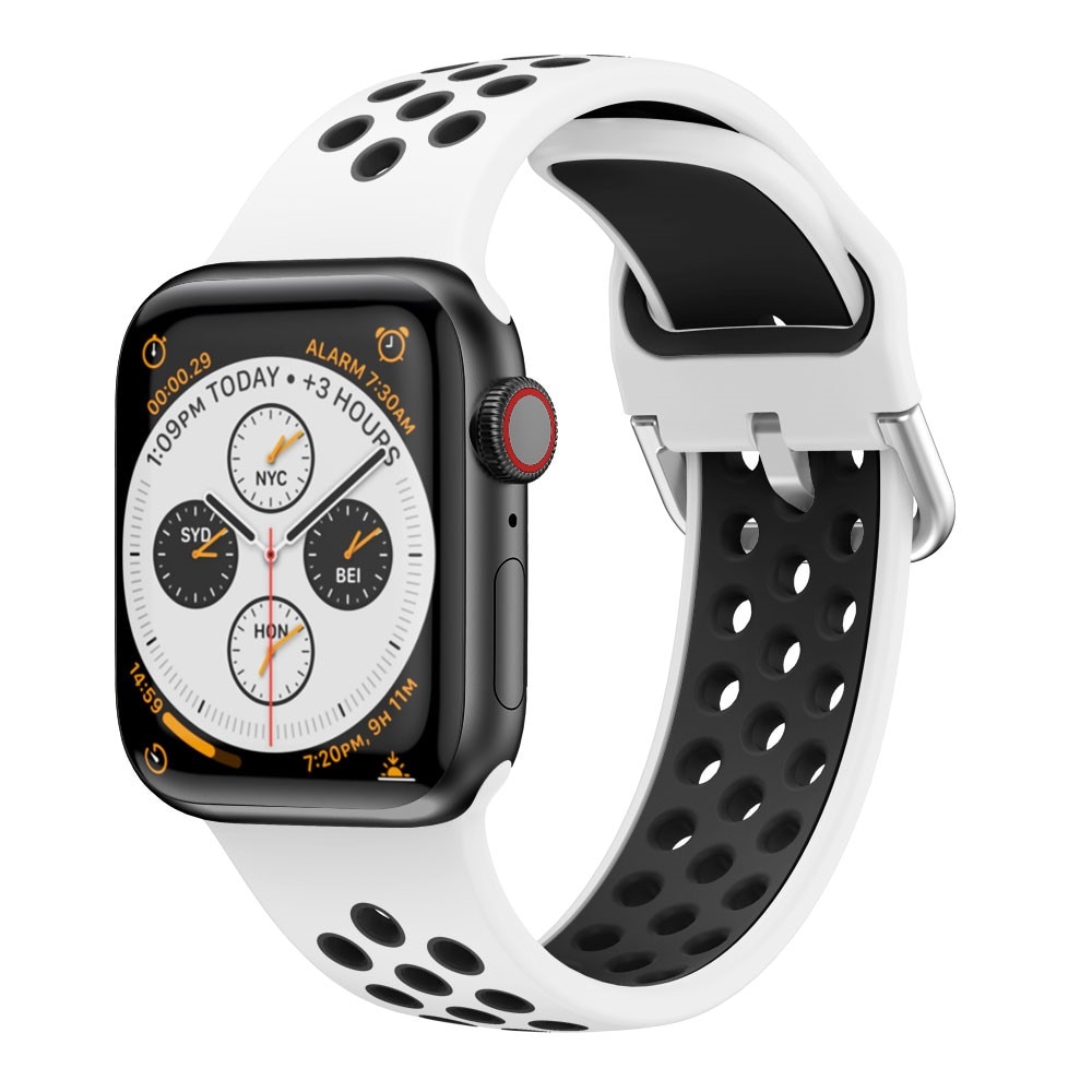 Silikoniranneke Urheilu Apple Watch 42/44/45 mm valkoinen