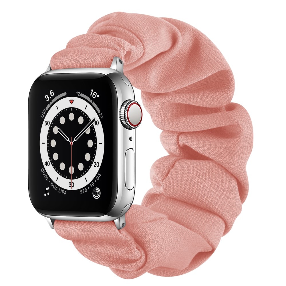 Apple Watch 41mm Series 8 Scrunchie Ranneke Vaaleanpunainen/hopea