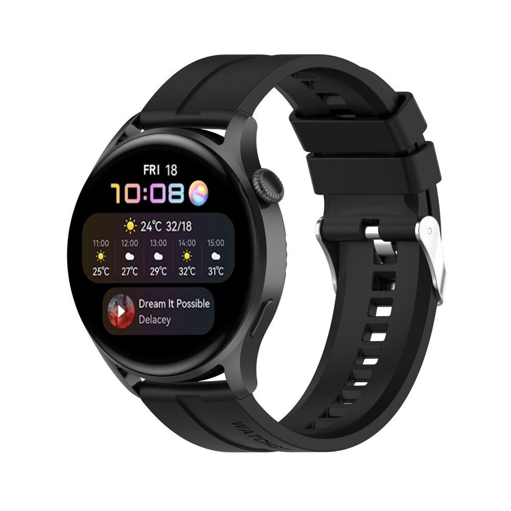 Silikoniranneke Huawei Watch 3/Watch 3 Pro Musta