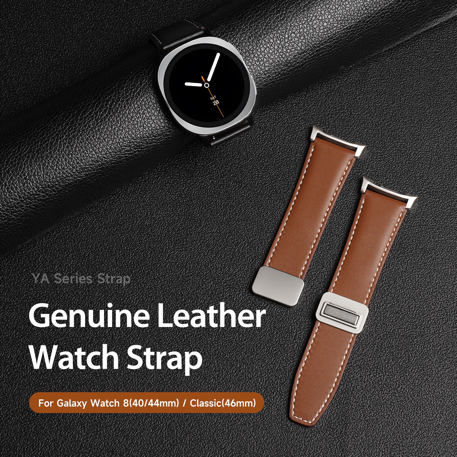 Nahkaranneke Samsung Galaxy Watch 8 44mm Ruskea