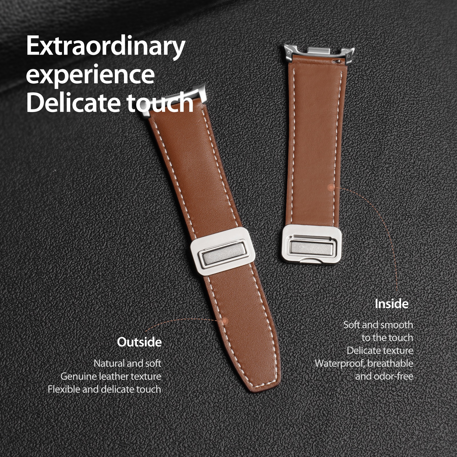 Nahkaranneke Samsung Galaxy Watch 8 44mm Ruskea