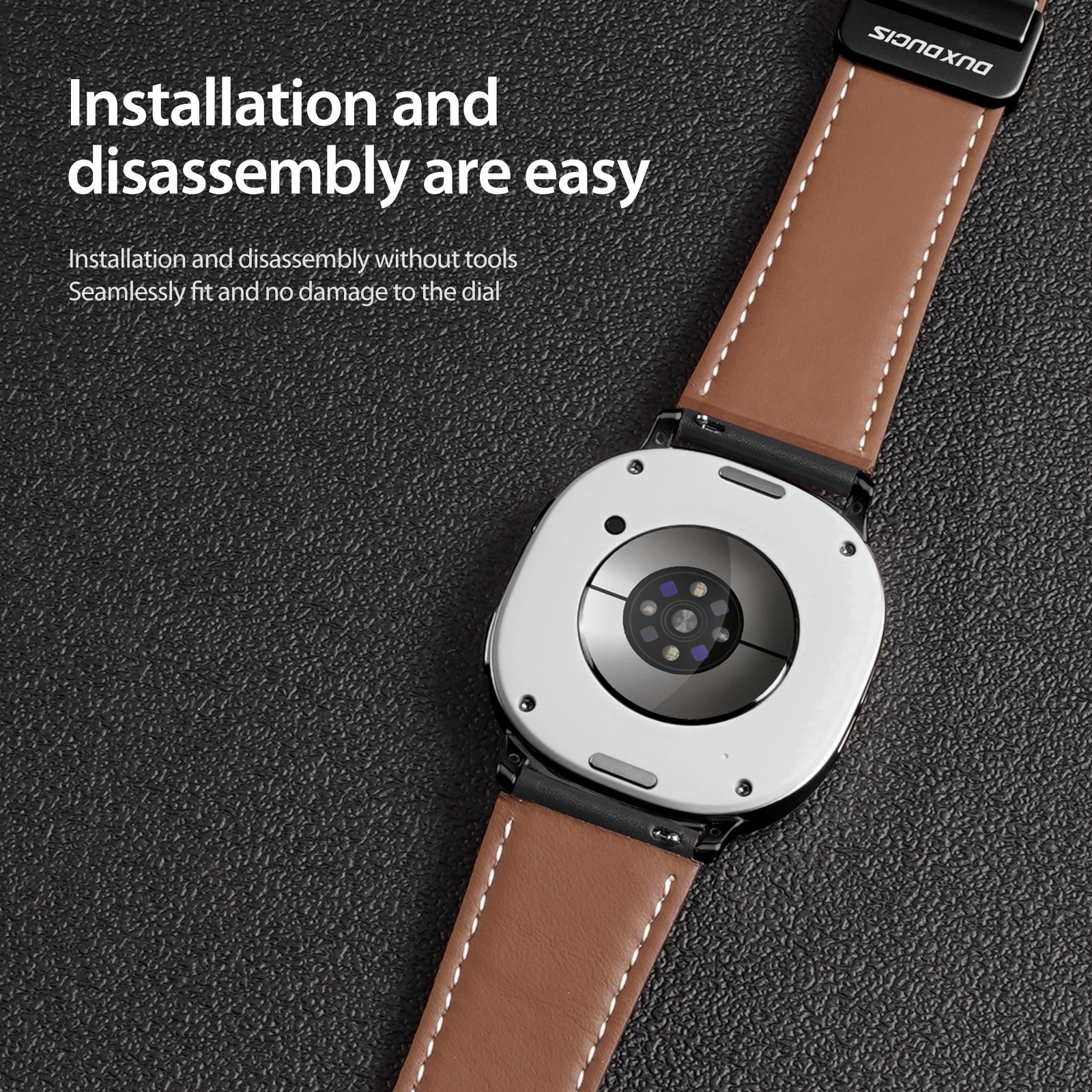 Nahkaranneke Samsung Galaxy Watch 8 Classic Musta