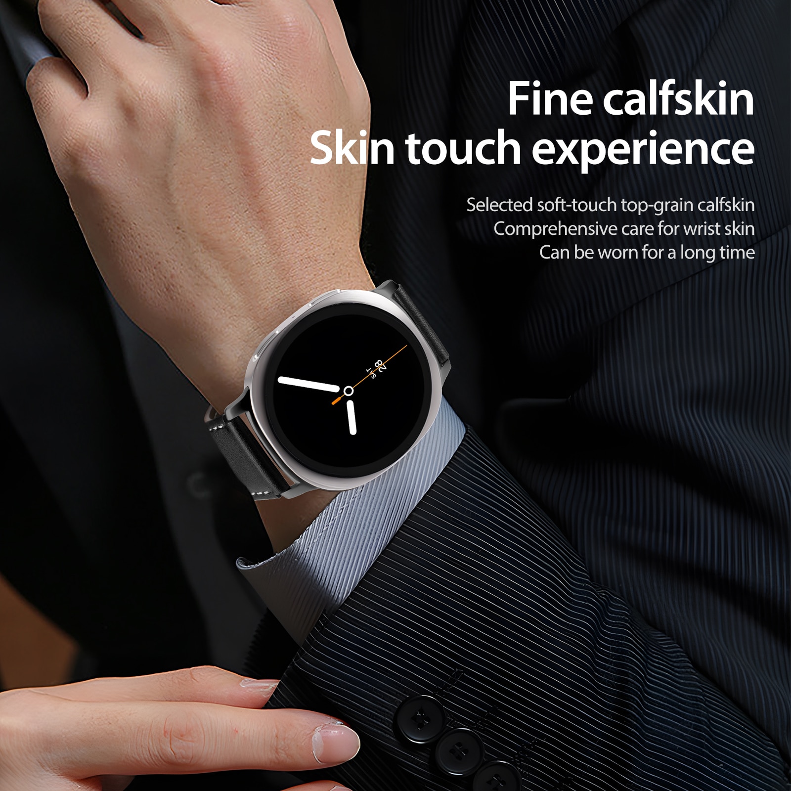 Nahkaranneke Samsung Galaxy Watch 8 Classic Musta