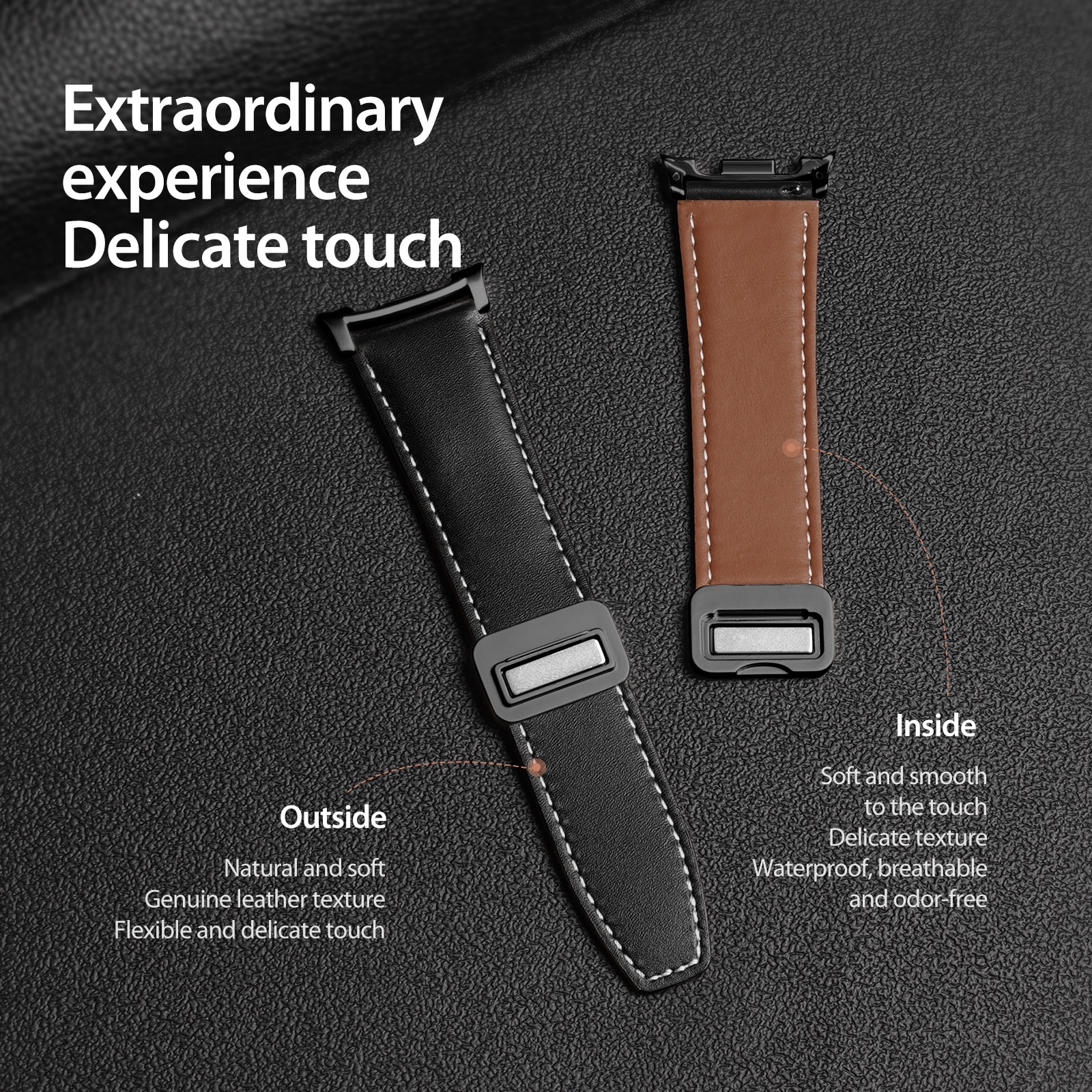 Nahkaranneke Samsung Galaxy Watch 8 Classic Musta