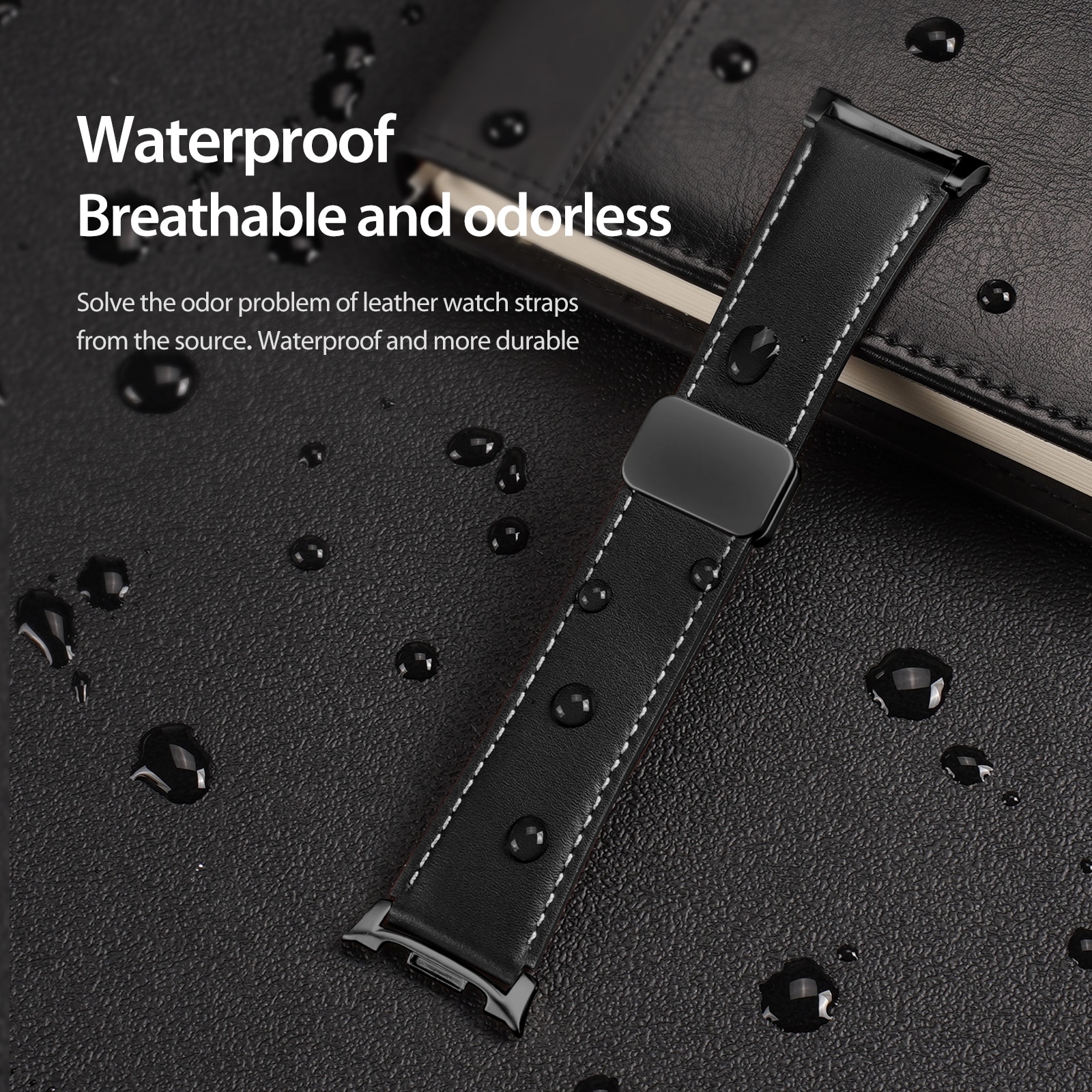 Nahkaranneke Samsung Galaxy Watch 8 Classic Musta