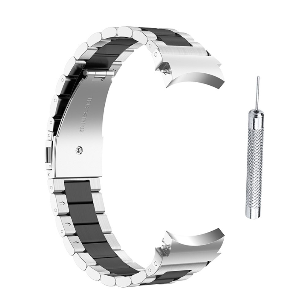 Metalliranneke Samsung Galaxy Watch 4 44mm/Classic 46mm hopea/musta