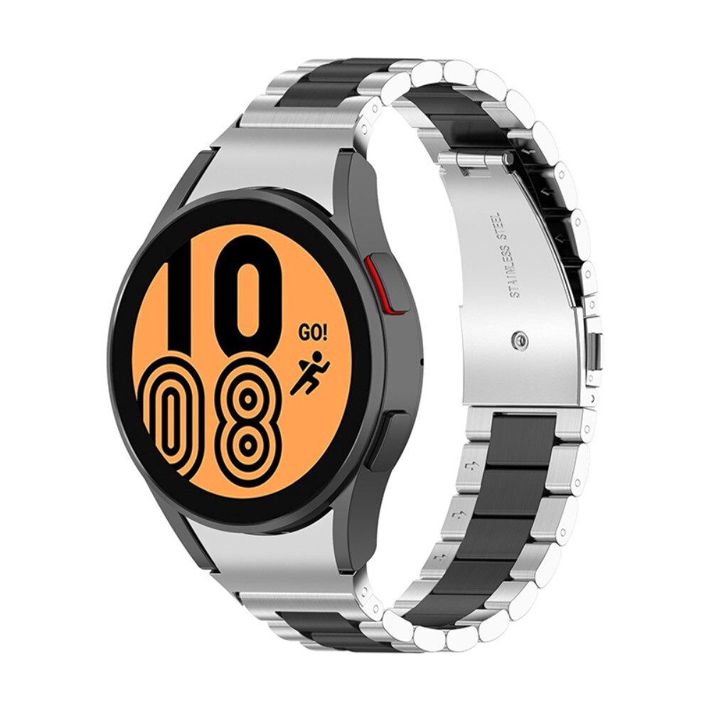 Metalliranneke Samsung Galaxy Watch 4 44mm/Classic 46mm hopea/musta