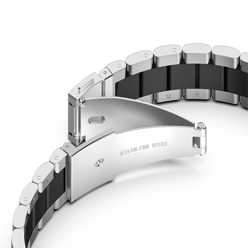 Metalliranneke Samsung Galaxy Watch 4 44mm/Classic 46mm hopea/musta