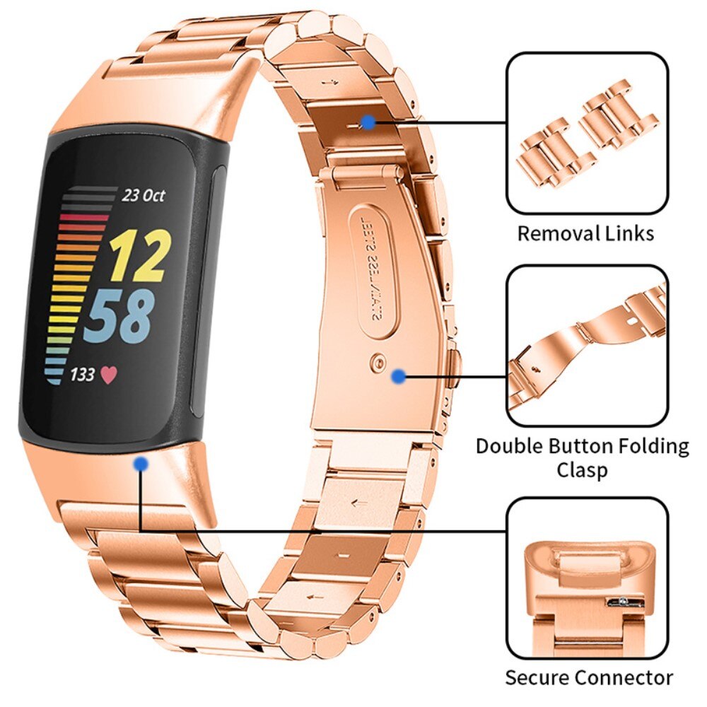 Metalliranneke Fitbit Charge 6 Ruusukulta
