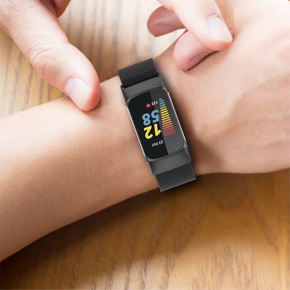 Ranneke Milanese Fitbit Charge 5 musta