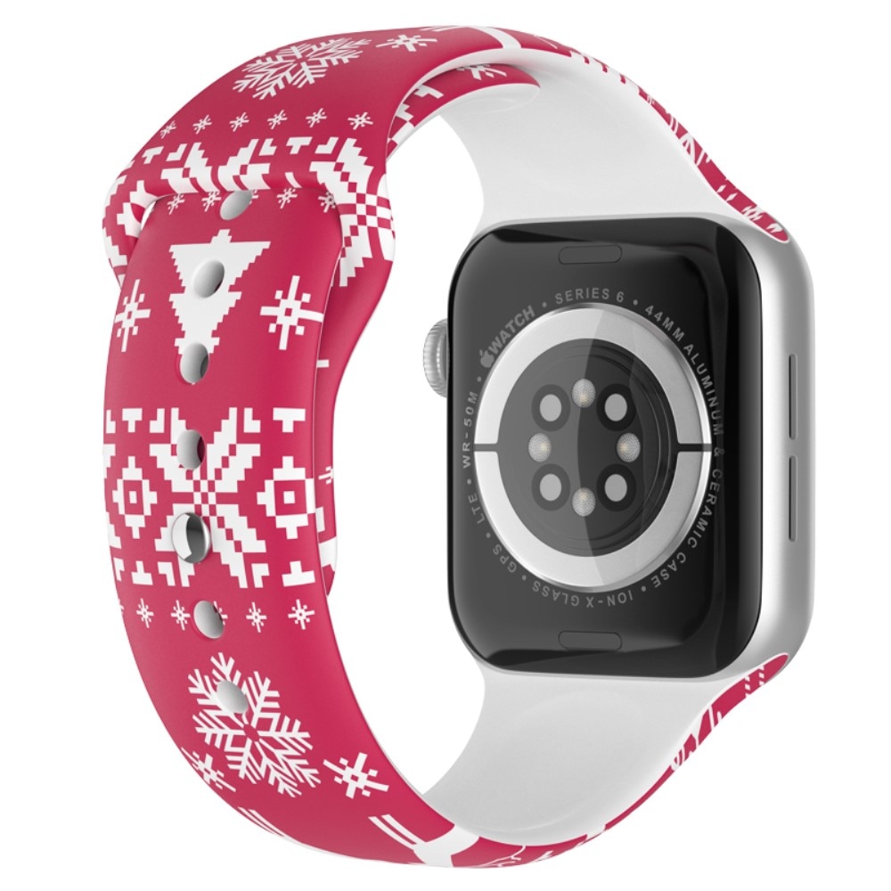 Silikoniranneke Joulukuviolla Apple Watch 42/44/45mm lumihiutale