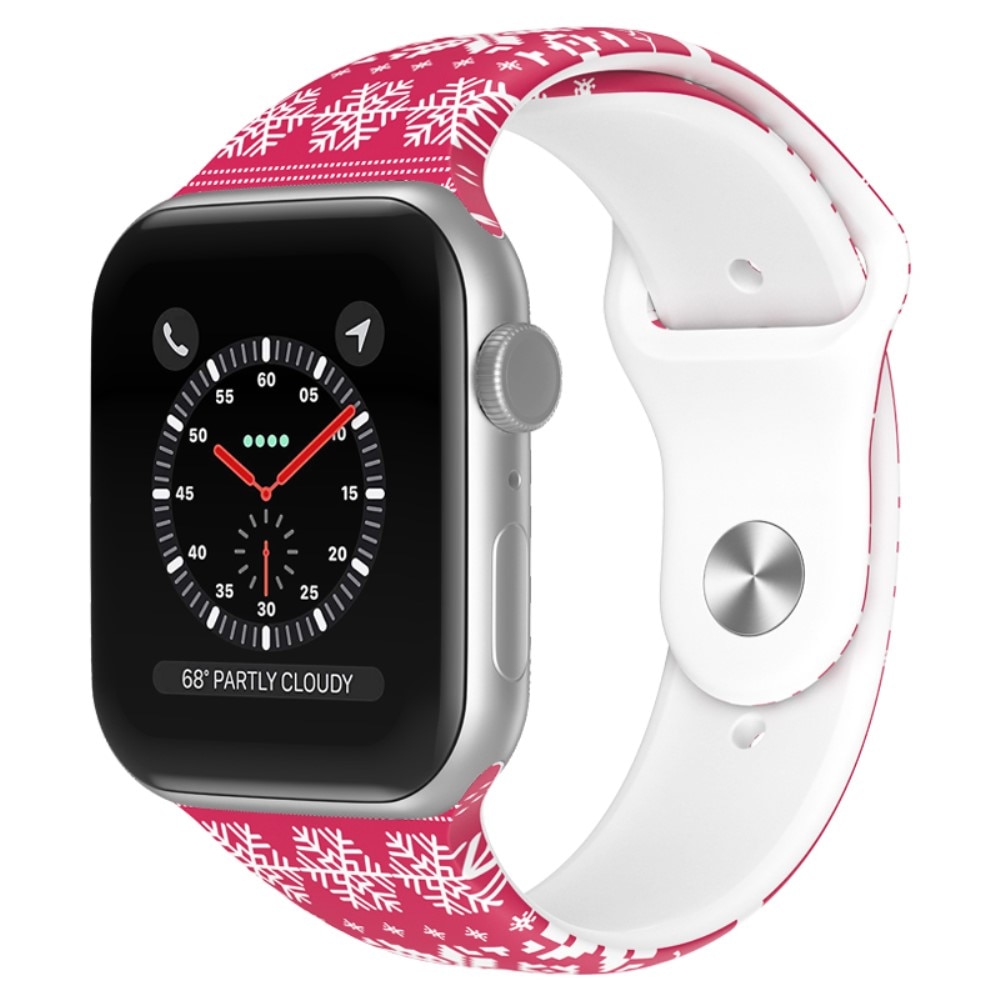 Silikoniranneke Joulukuviolla Apple Watch 42/44/45mm lumihiutale