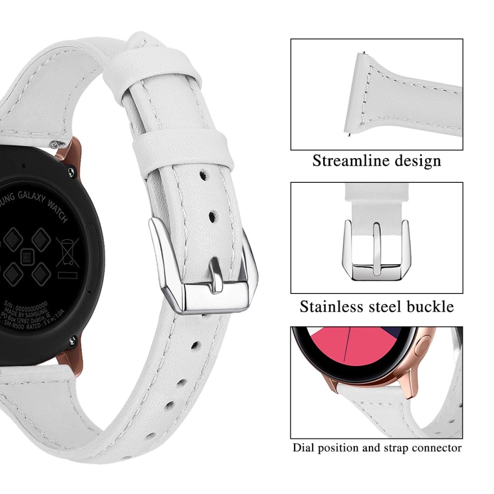 Slim Nahkaranneke Samsung Galaxy Watch Active valkoinen