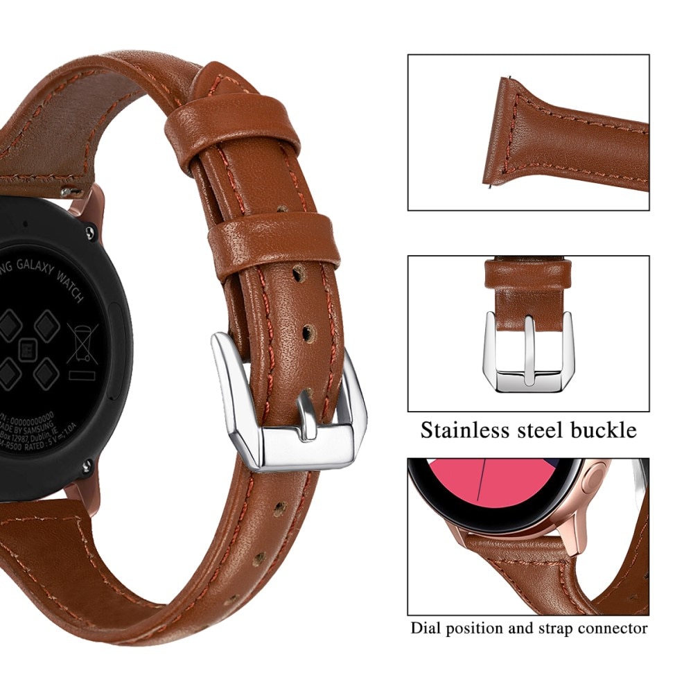 Slim Nahkaranneke Samsung Galaxy Watch Active ruskea