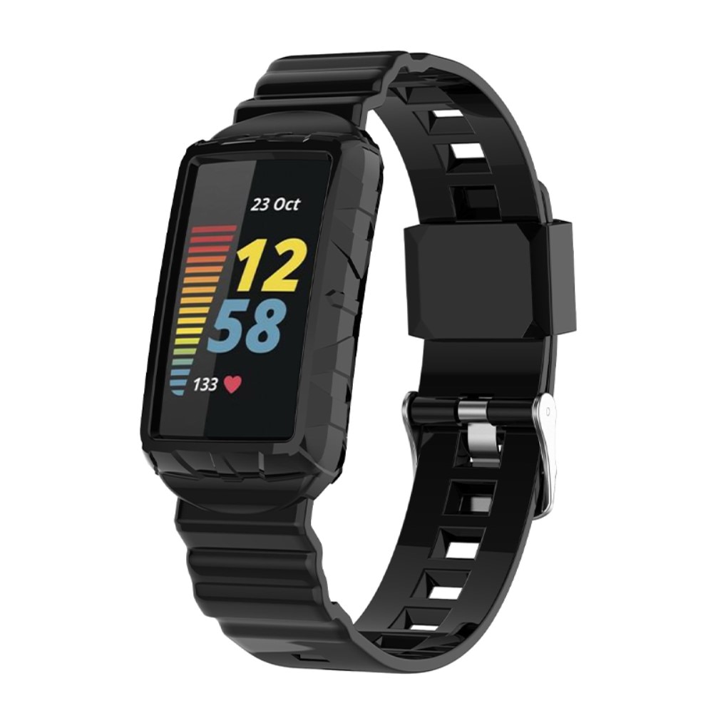 Silikoniranneke kuori Fitbit Charge 6 musta