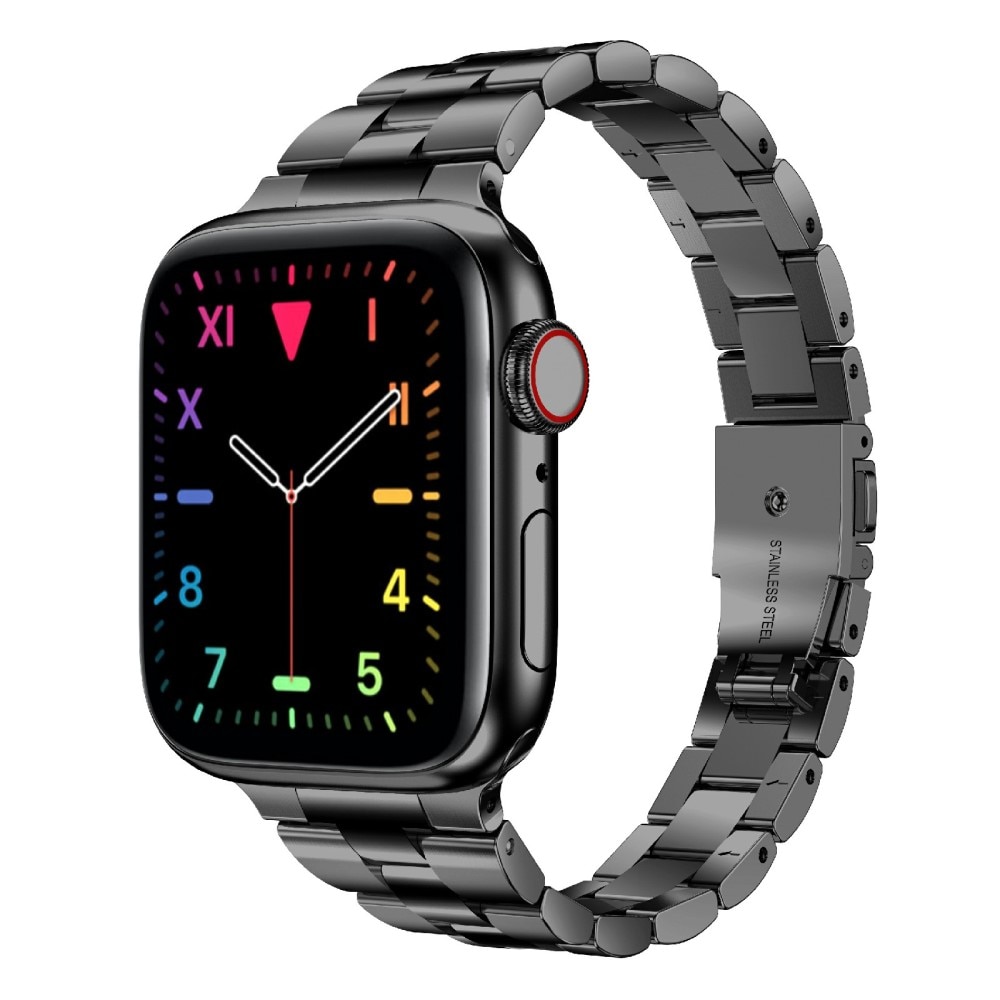 Slim Metalliranneke Apple Watch 42/44/45/49 mm musta