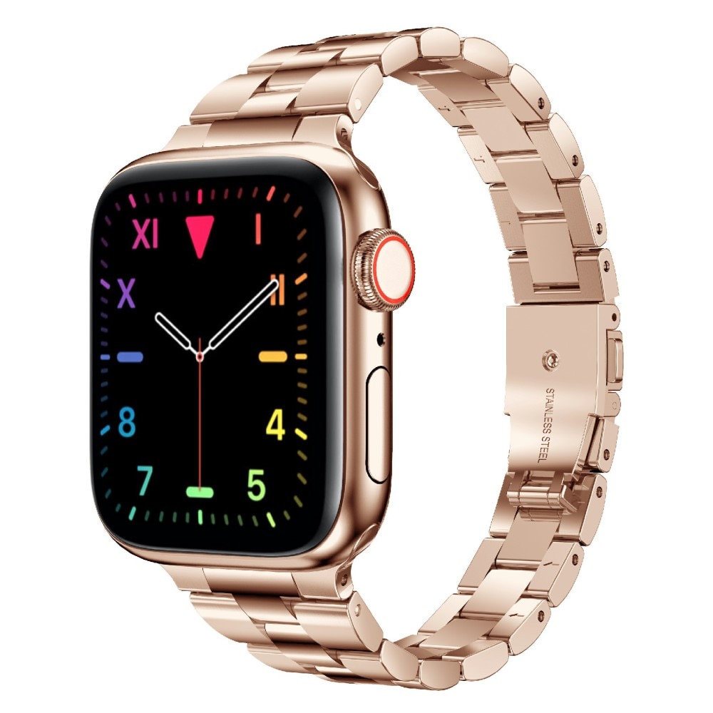 Slim Metalliranneke Apple Watch 44mm ruusukulta