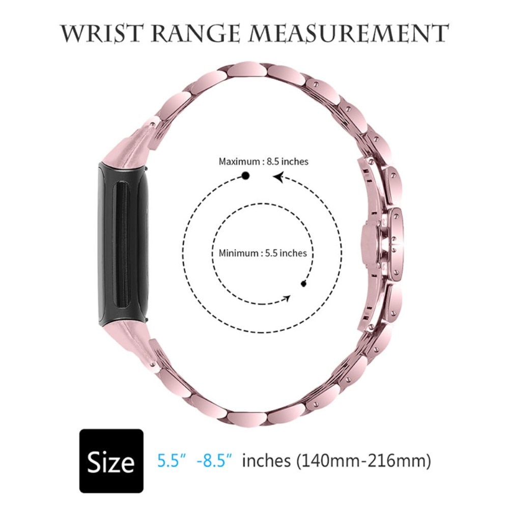 Stainless Steel Bracelet Fitbit Charge 6 Vaaleanpunainen