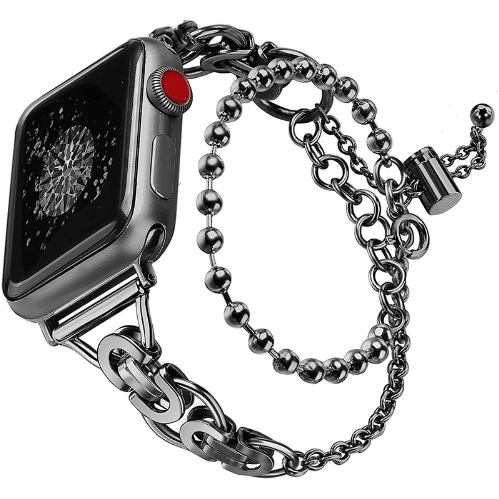 Apple Watch 42/44/45 mm Metalli rannekoru helmillä musta