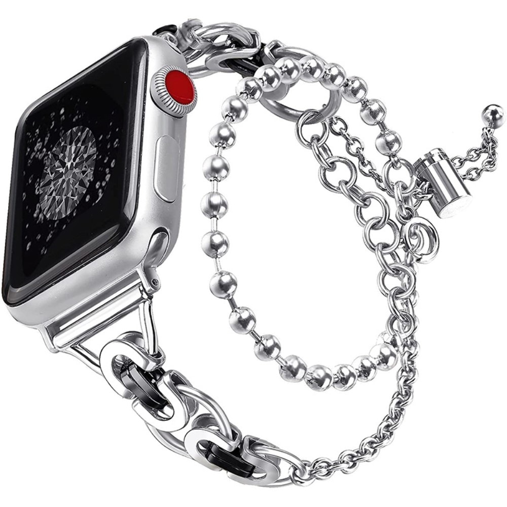 Apple Watch 38/40/41 mm Metalli rannekoru helmillä hopea