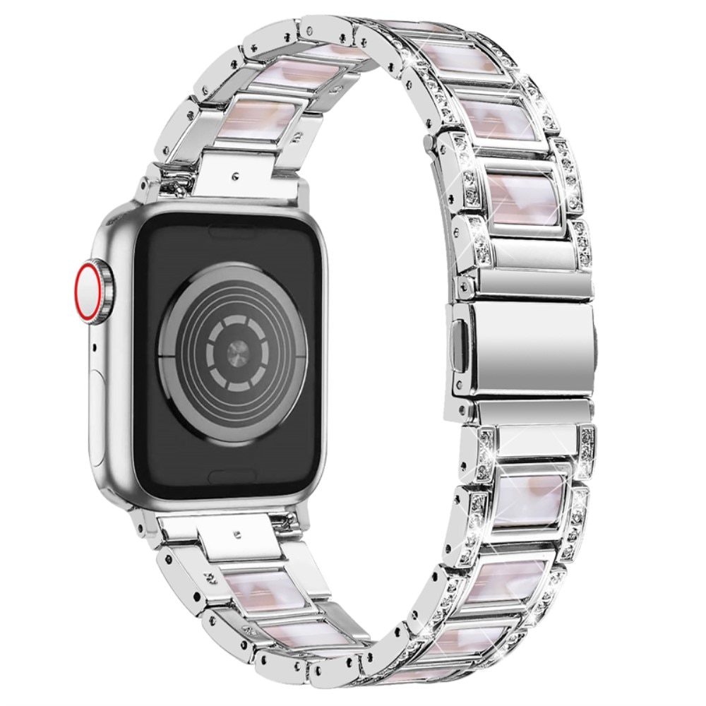 Diamond Bracelet Apple Watch Ultra 49mm Silver Pearl