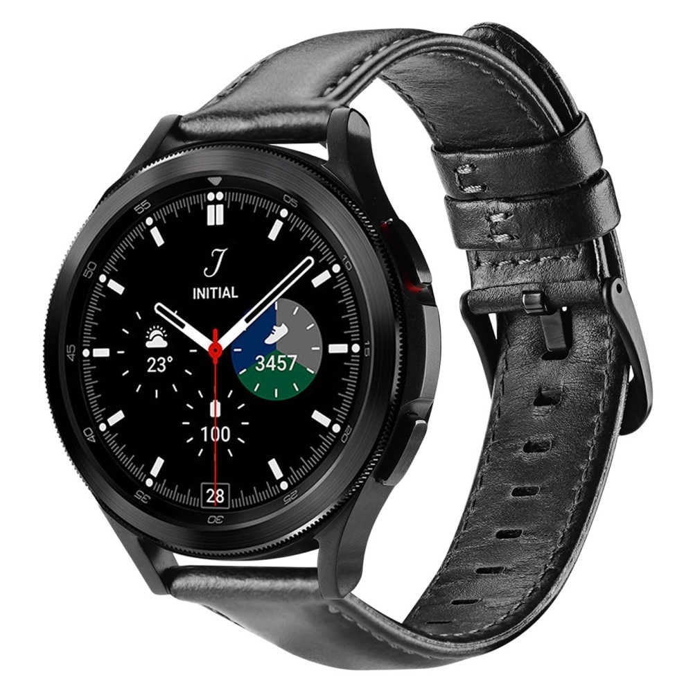 Leather Watch Band Samsung Galaxy Watch 6 Classic 43mm Black