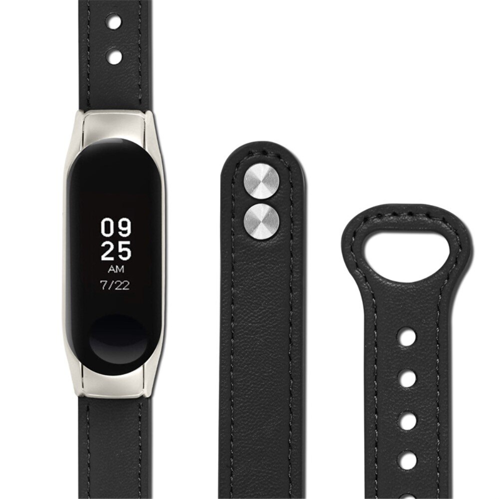 Klassinen Nahkaranneke Xiaomi Mi Band 5/6 musta